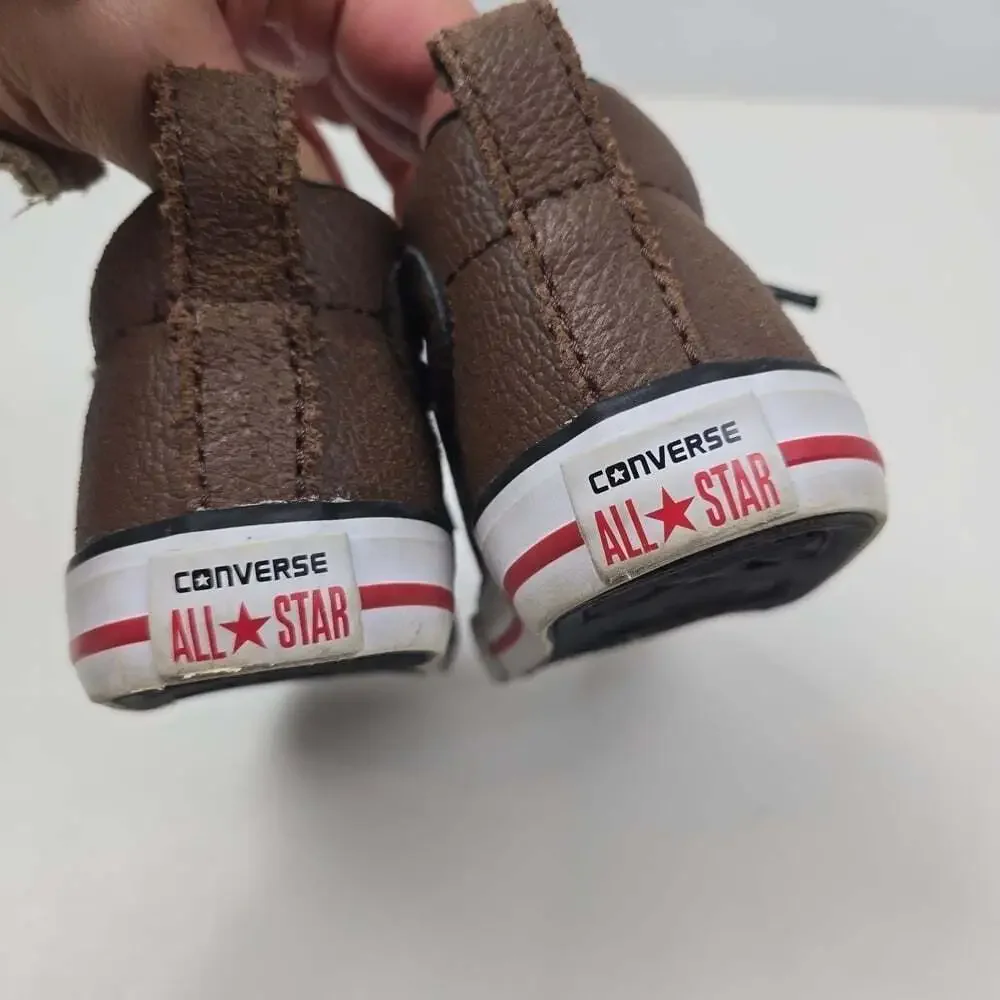 Converse All Star Brown Leather Sneakers Kids Little Boy Size 5C